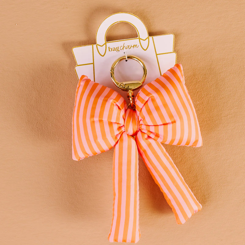 The Darling Effect Puffy Bow Bag Charm-Sherbet Stripes