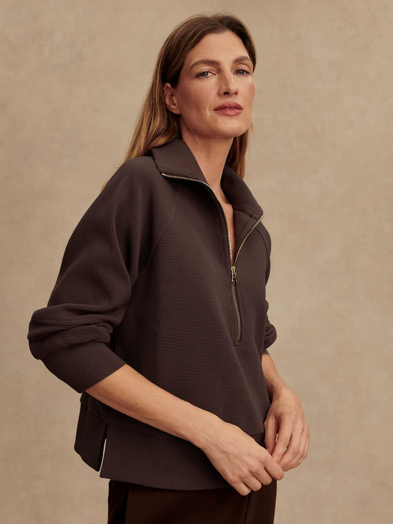 Varley Milano Half Zip Sweat - Coffee Bean