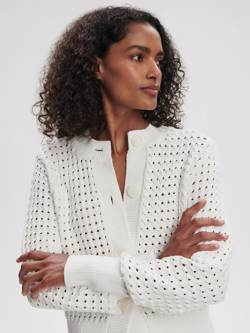 Varley Bettina Textured Knit Jacket - Snow White