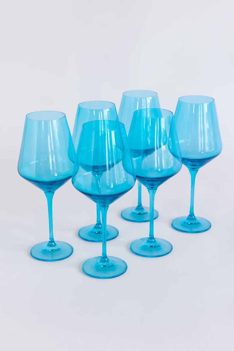 Estelle Colored Glass Wine Stemware Ocean Blue