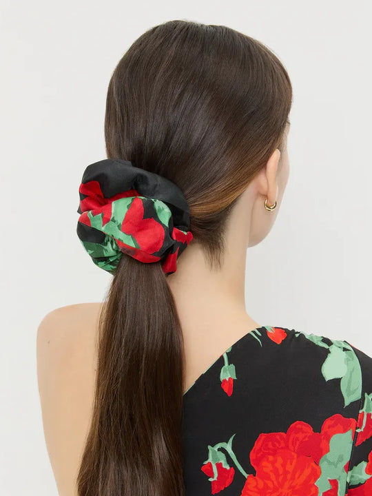 Loeffler Randall Astrid Oversized Scrunchie Bouquet Black Floral
