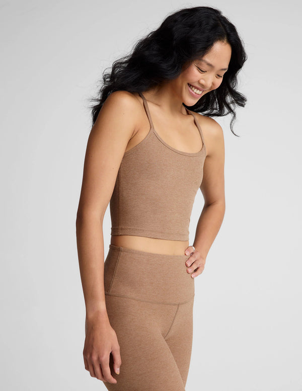 Beyond Yoga Spacedye Slim Racerback Cropped Tank Desert Sand Heather