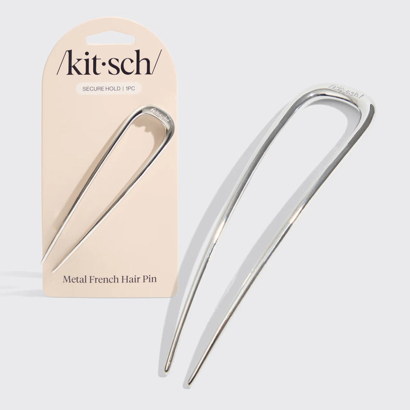 Kit.Sch Metal French Hair Pin - Silver