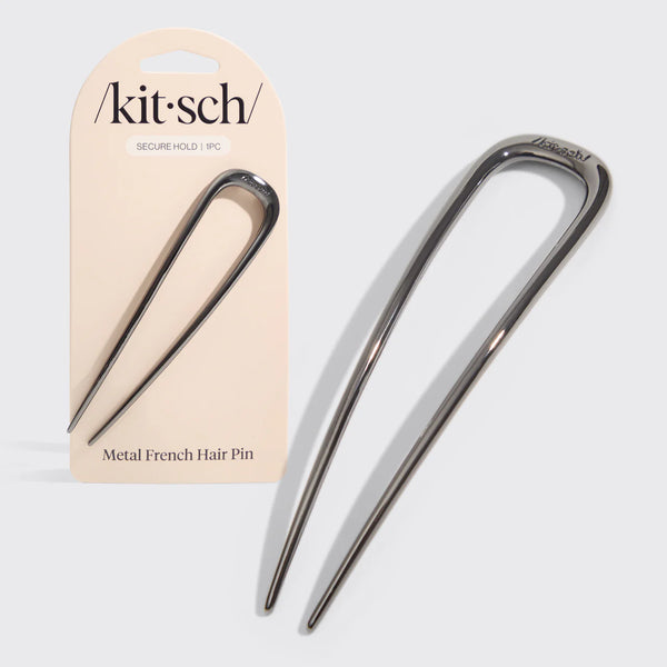 Kit.Sch Metal French Hair Pin - Hematite