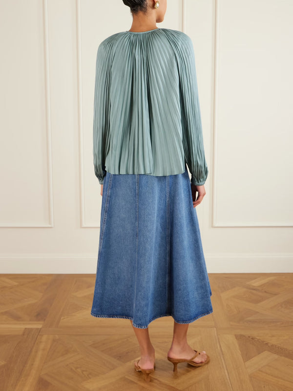 Ulla Johnson Electra Long Sleeve Blouse Sea Glass