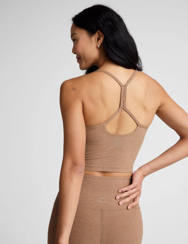 Beyond Yoga Spacedye Slim Racerback Cropped Tank Desert Sand Heather
