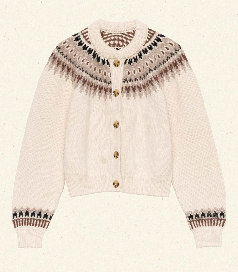 Doen Clarke Cardigan Oatmeal Olympia Fair Isle