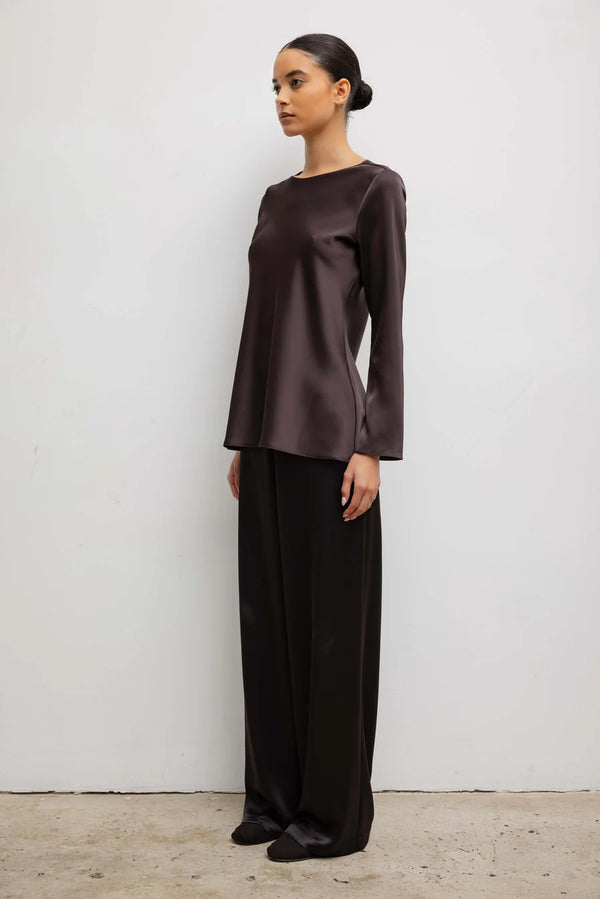 Leset Barb Boatneck Longsleeve Chocolate