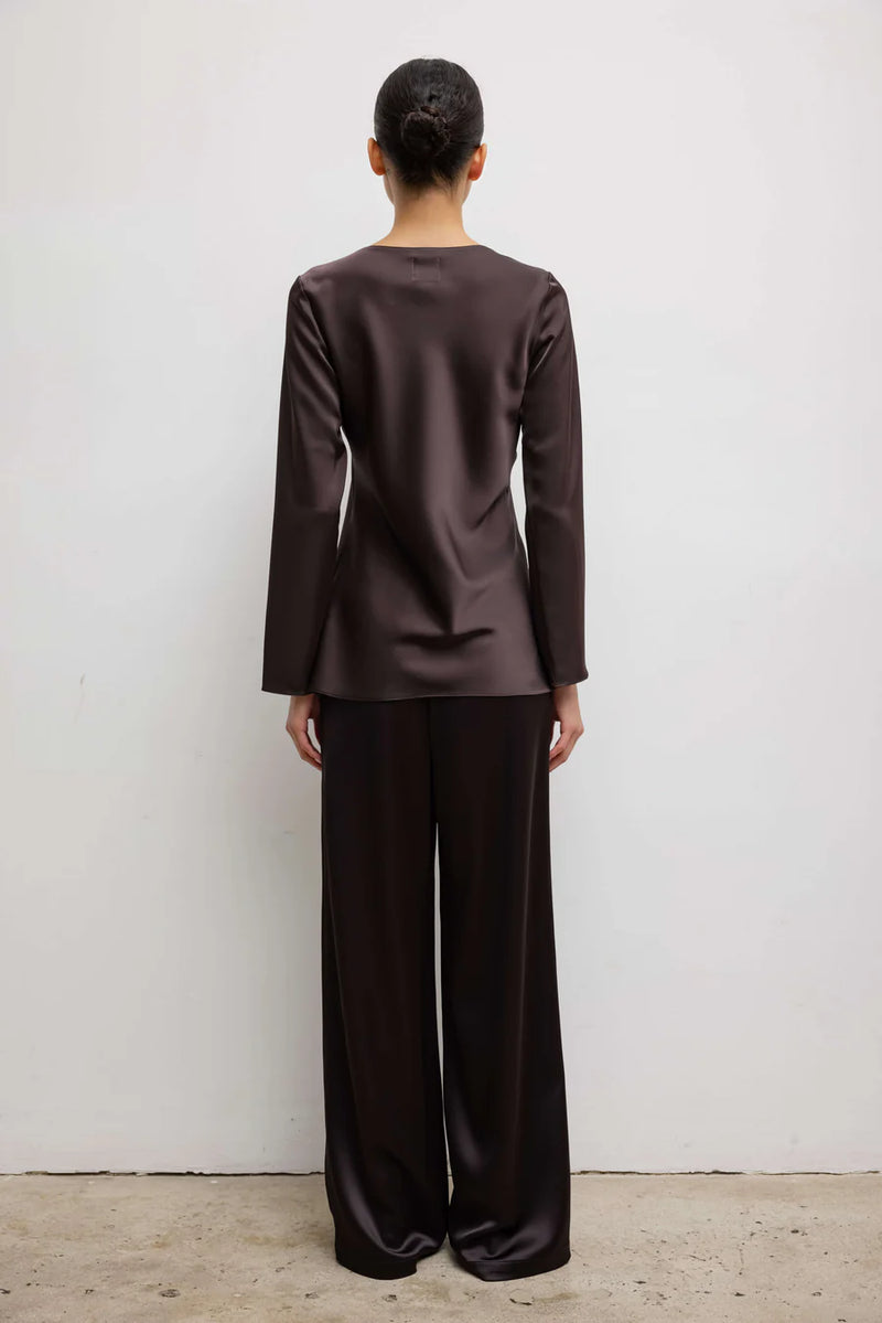 Leset Barb Wide Leg Pant Chocolate