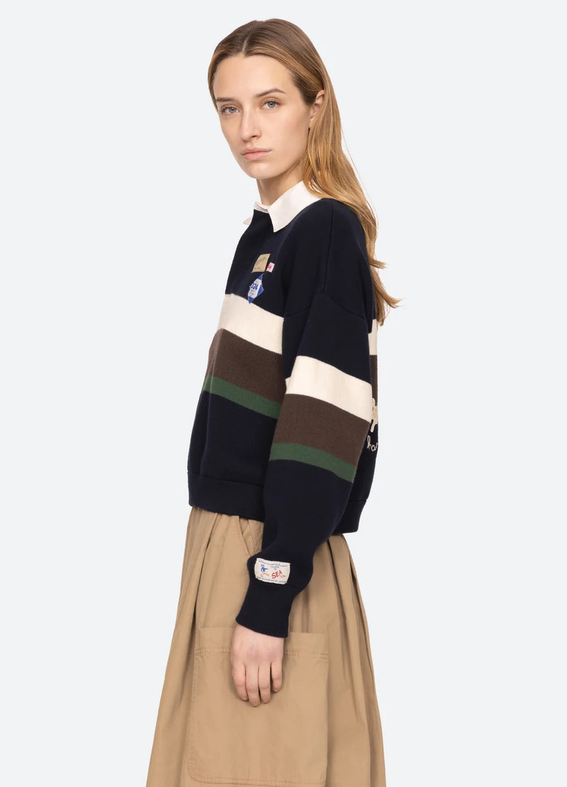 Sea NY Arther Varsity Knit Rugby Shirt Multi