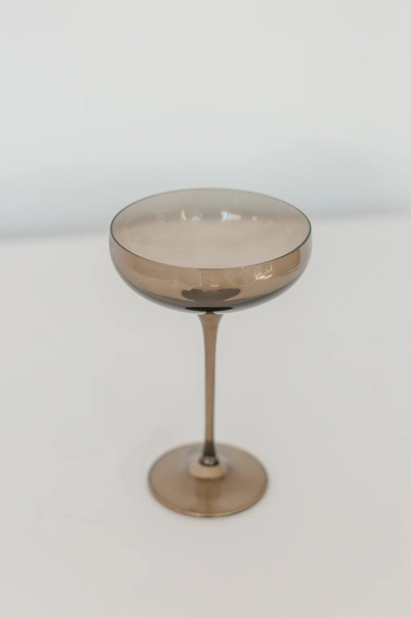 Estelle Colored Glass Champagne Coupe Stemware Gray Smoke