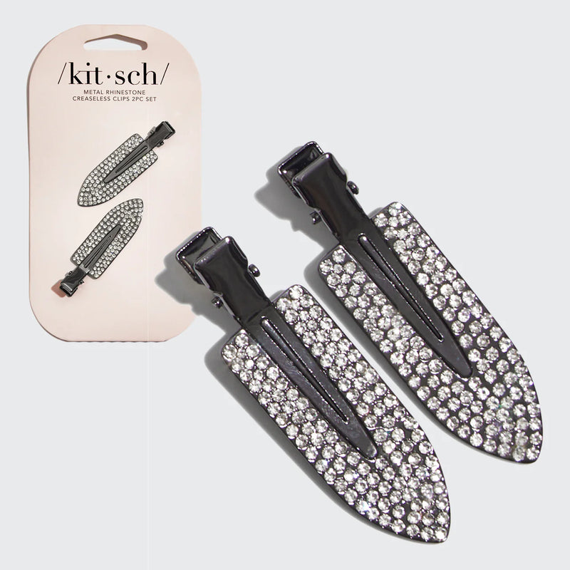 Kit.Sch Metal Rhinestone Creaseless Clips 2pc Set