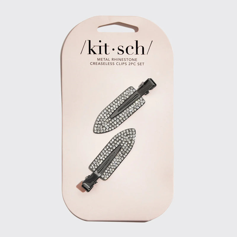 Kit.Sch Metal Rhinestone Creaseless Clips 2pc Set