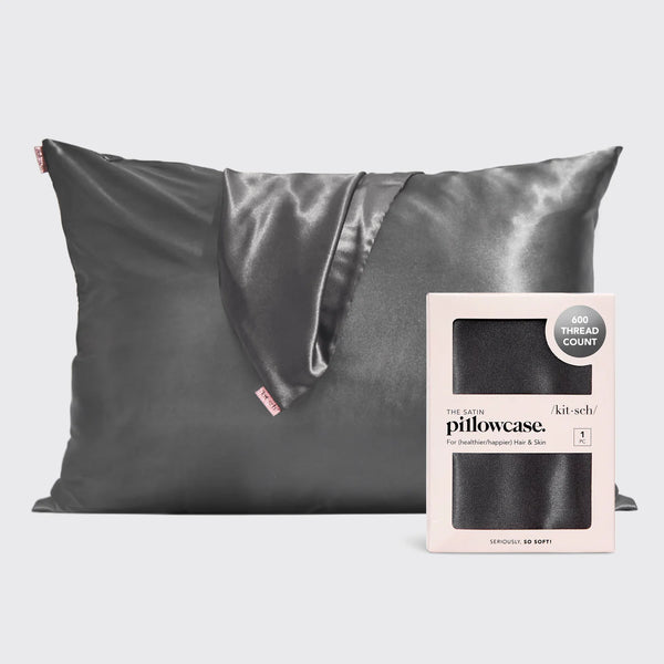Kit.Sch Satin Pillowcase Standard - Charcoal Grey