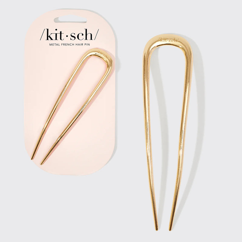 Kit.Sch Metal French Hair Pin - Gold