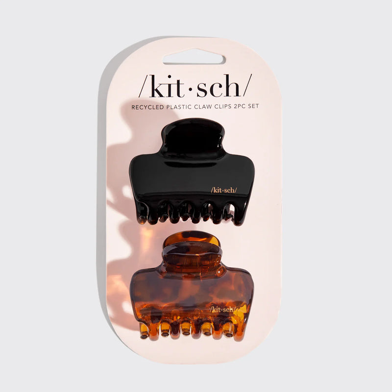 Kit.Sch Recycled Plastic Medium Cloud Clips 2pc Set- Black and Tort