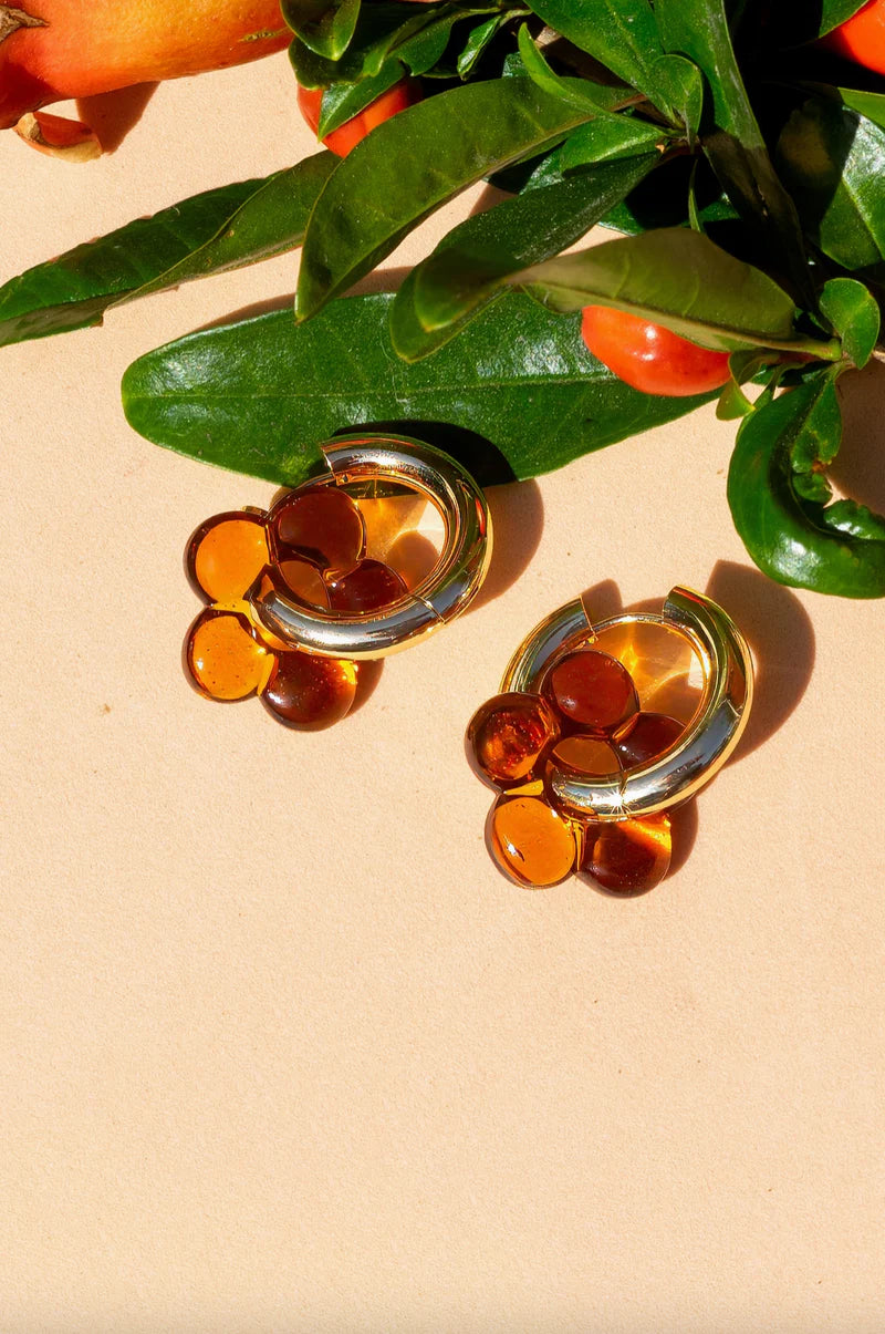 Peter and June Dazy Glaze Hoops Amber