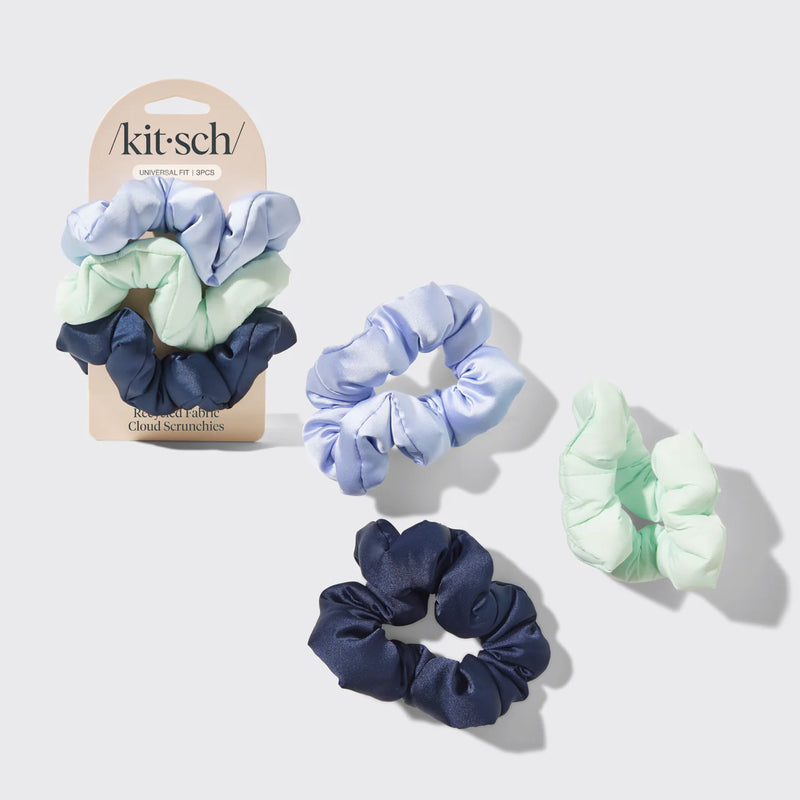 Kit.Sch Recycled Fabric Cloud Scrunchies 3pc Set- Garden Bouquet