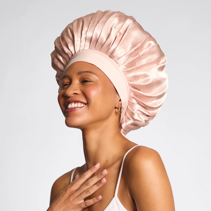 Kit.Sch Adjustable Oversized Satin Bonnet- Blush