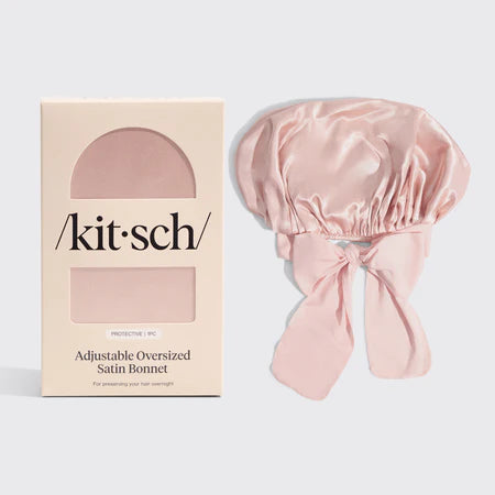 Kit.Sch Adjustable Oversized Satin Bonnet- Blush