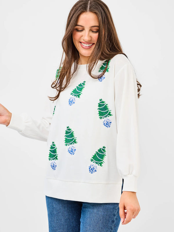Mary Square Sweatshirt Lakelyn Blue Trees