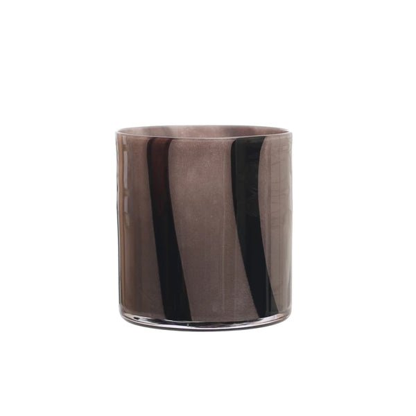6" Round x 6-1/4"H Glass Candle Holder/Vase w/ Stripes, Grey & Purple
