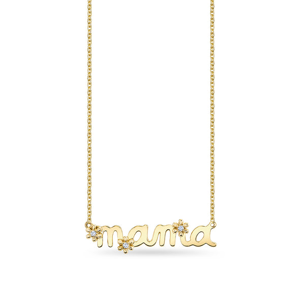 Sydney Evan Small Mama Daisy Script Necklace