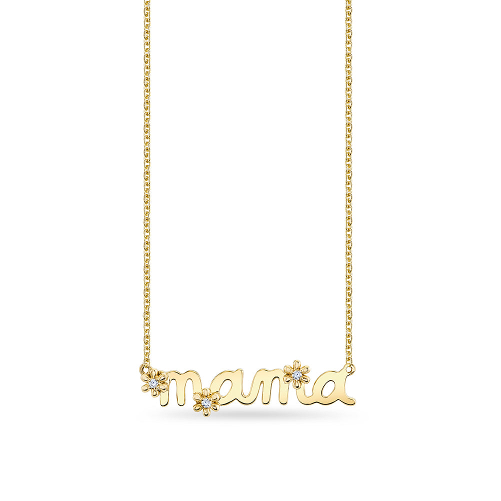 Sydney Evan Small Mama Daisy Script Necklace