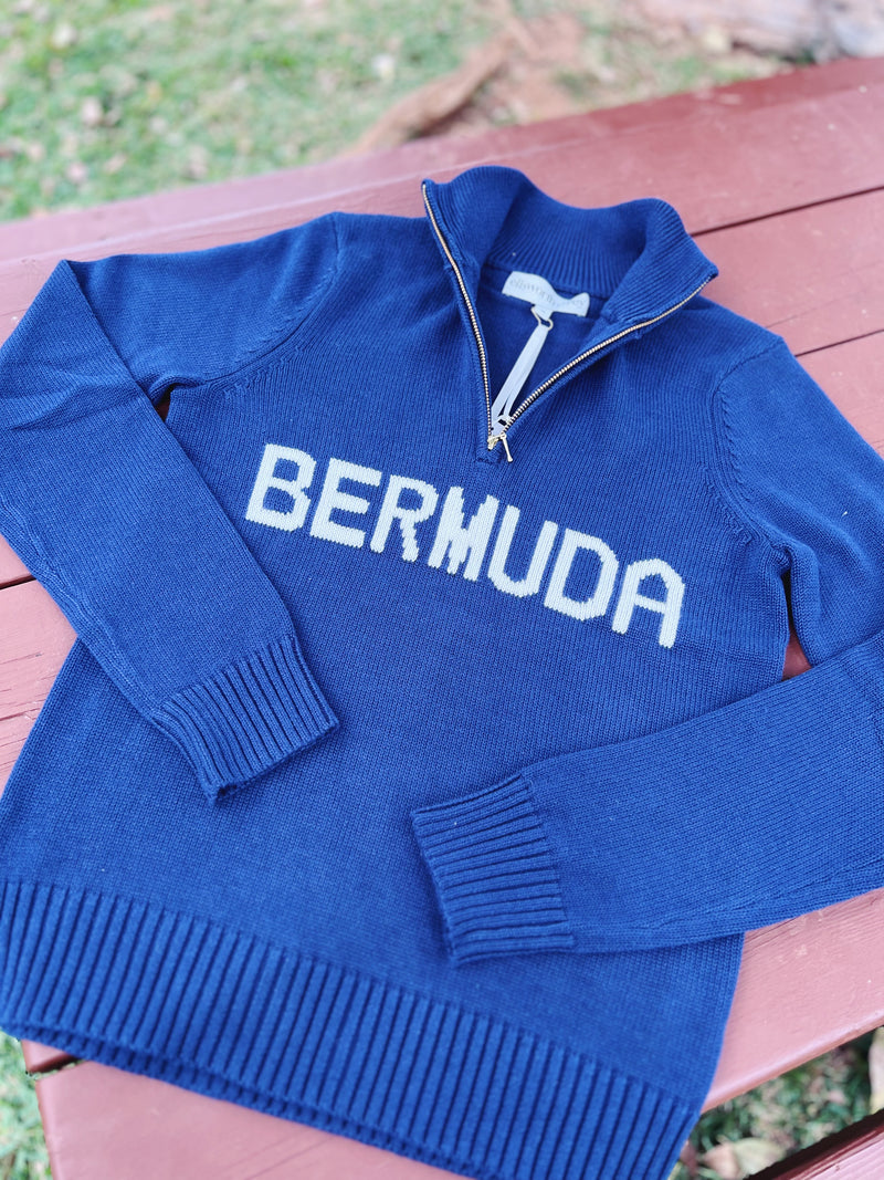Bermuda Sweater Quarter Zip Navy/Ivory