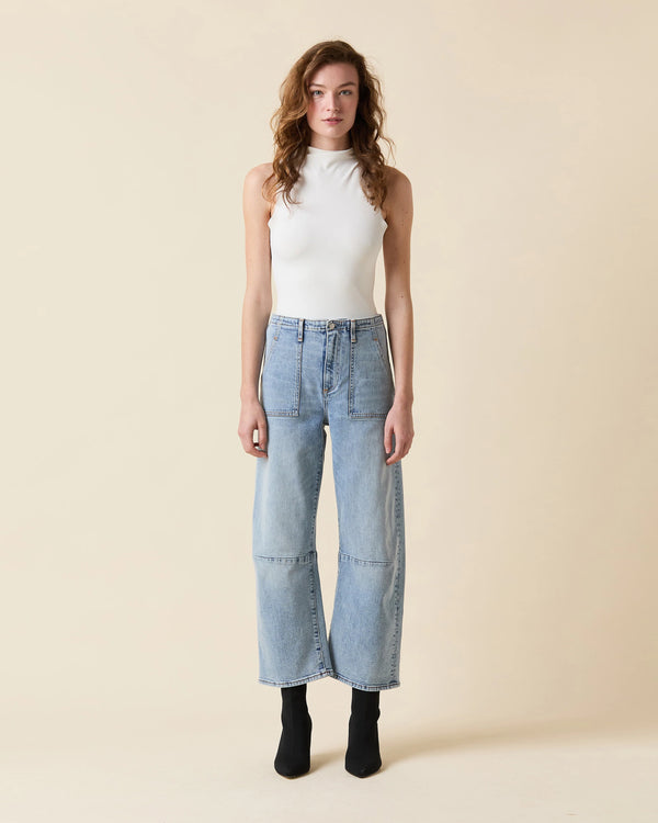 Le Jean Utility Soft Barrel Mid Rise Blue Heaven