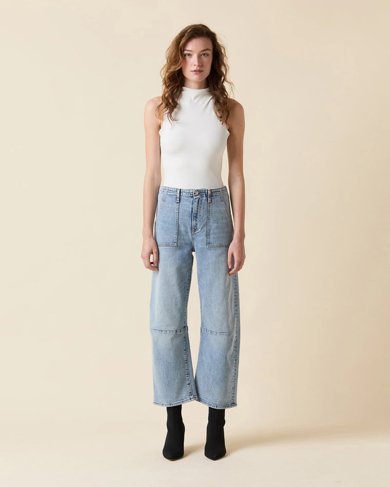 Le Jean Utility Soft Barrel Mid Rise Blue Heaven