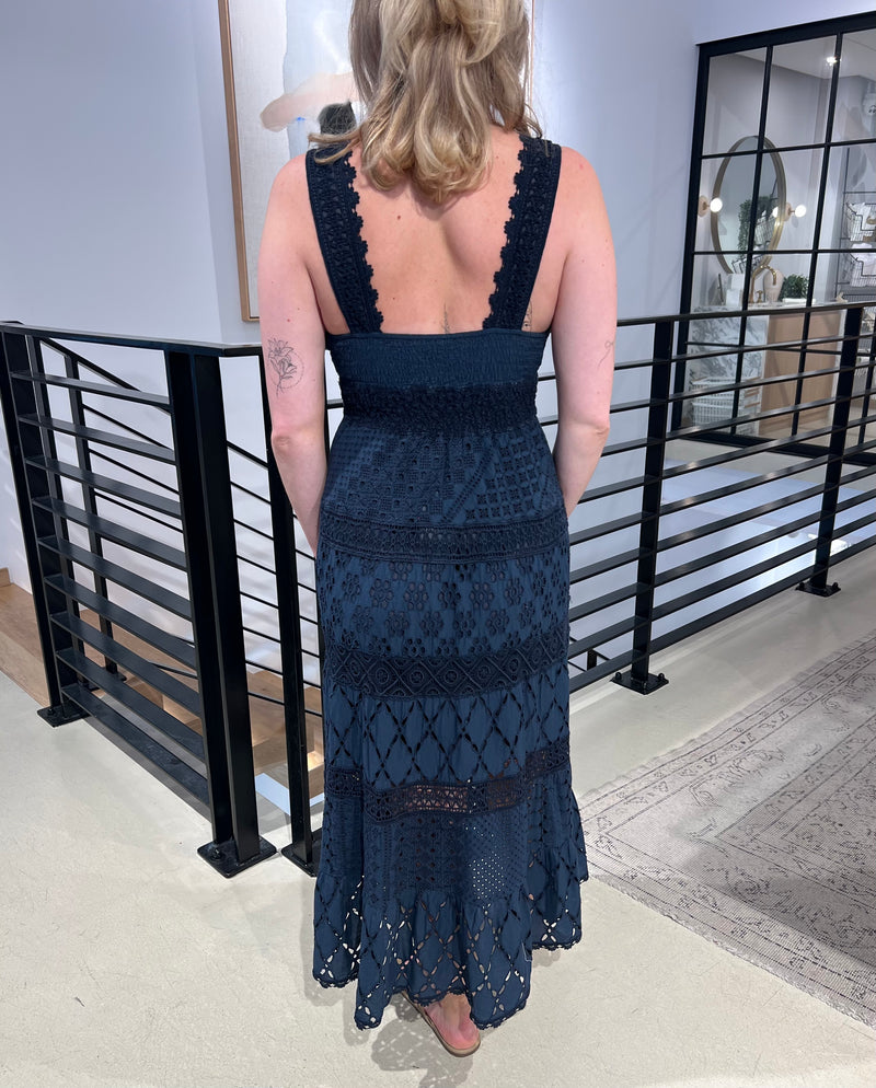 Temptations Positano Paglia Midi Navy-