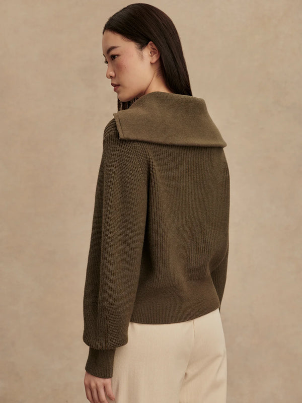 Varley Maura Half Zip Rib Knit - Olive Night