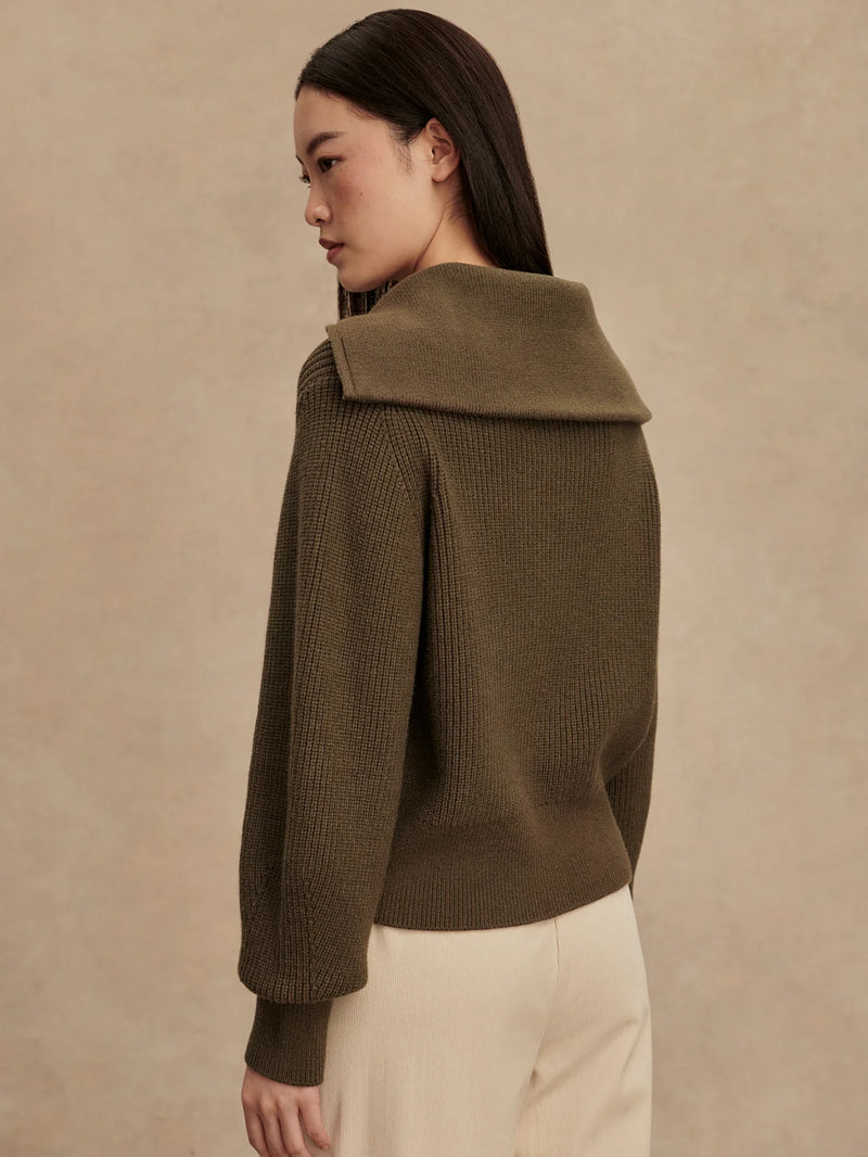 Varley Maura Half Zip Rib Knit - Olive Night