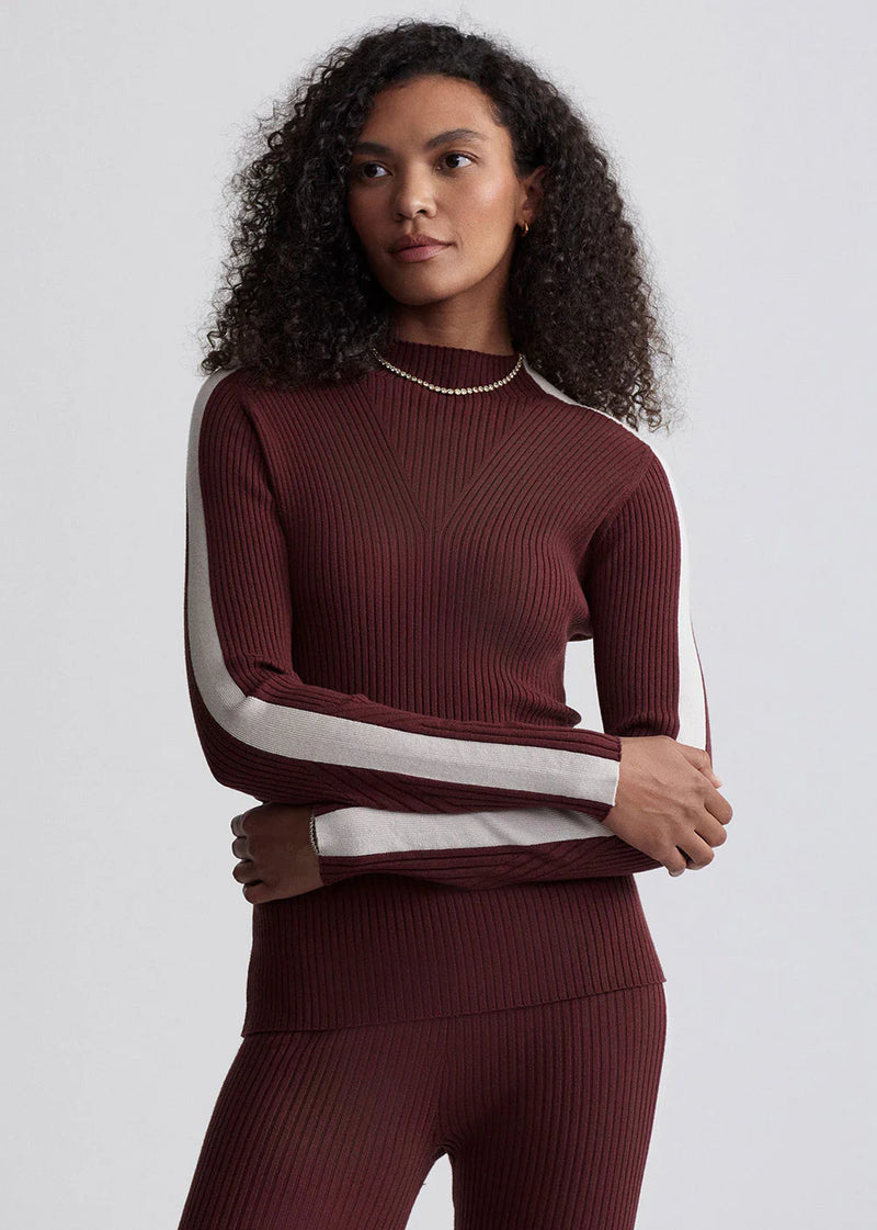 Varley Wilshire Mockneck Knit - Red Chocolate