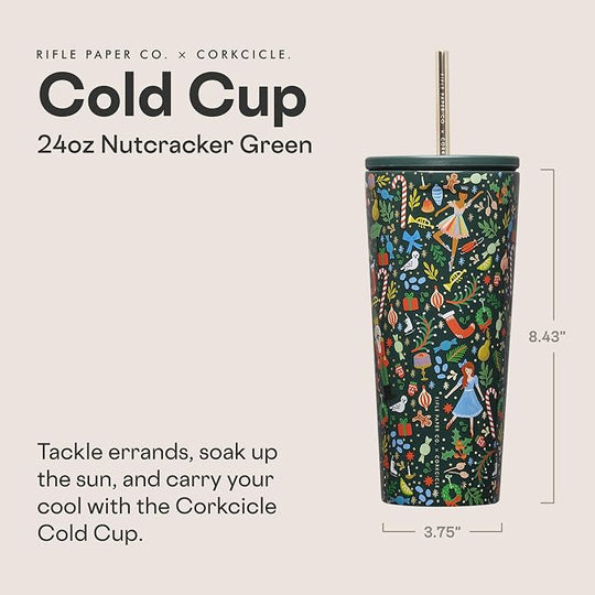 Corkcicle Cold Cup - 24oz Rifle Paper - Nutcracker Green