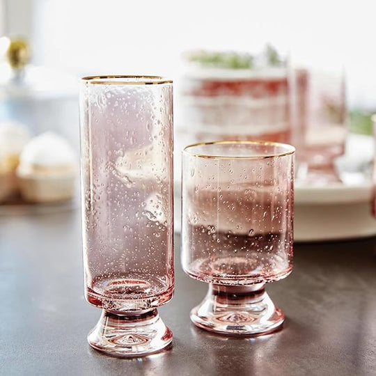 Santa Barbara Design Studio Champagne Glass - Blush/Gold Rim