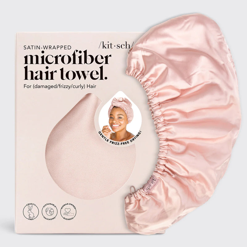 Kit.Sch Satin-Wrapped Hair Towel Turban - Blush
