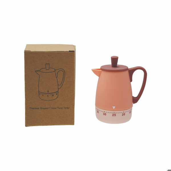Hazel Mazel Plastic Thermos Shaped 1 Hour Twist Timer, Pink & Red
