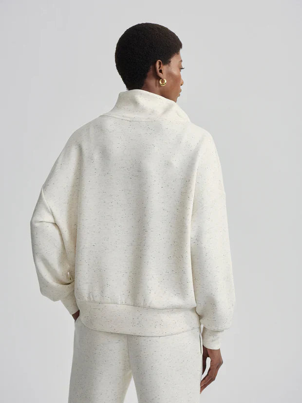 Varley Hawley Half Zip Sweat - Ivory Marl Fleck