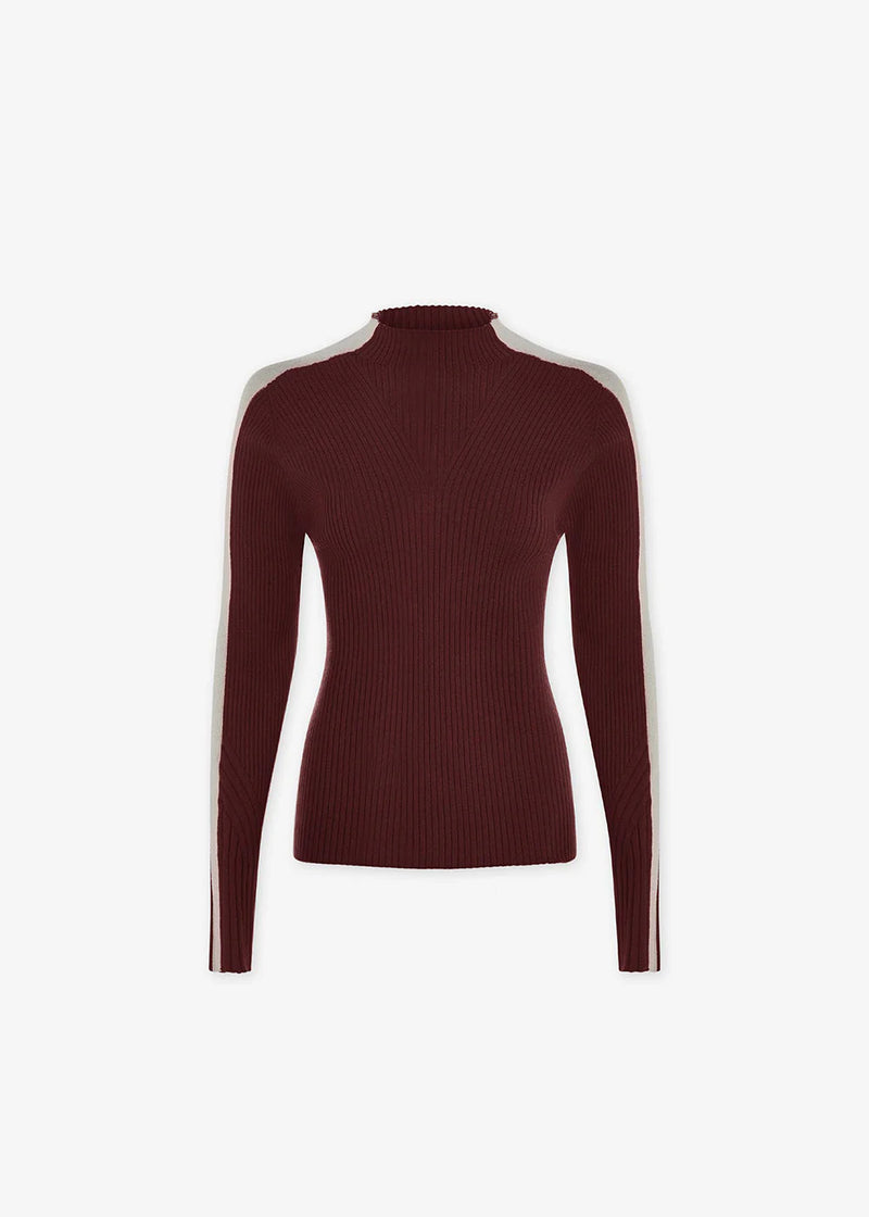 Varley Wilshire Mockneck Knit - Red Chocolate