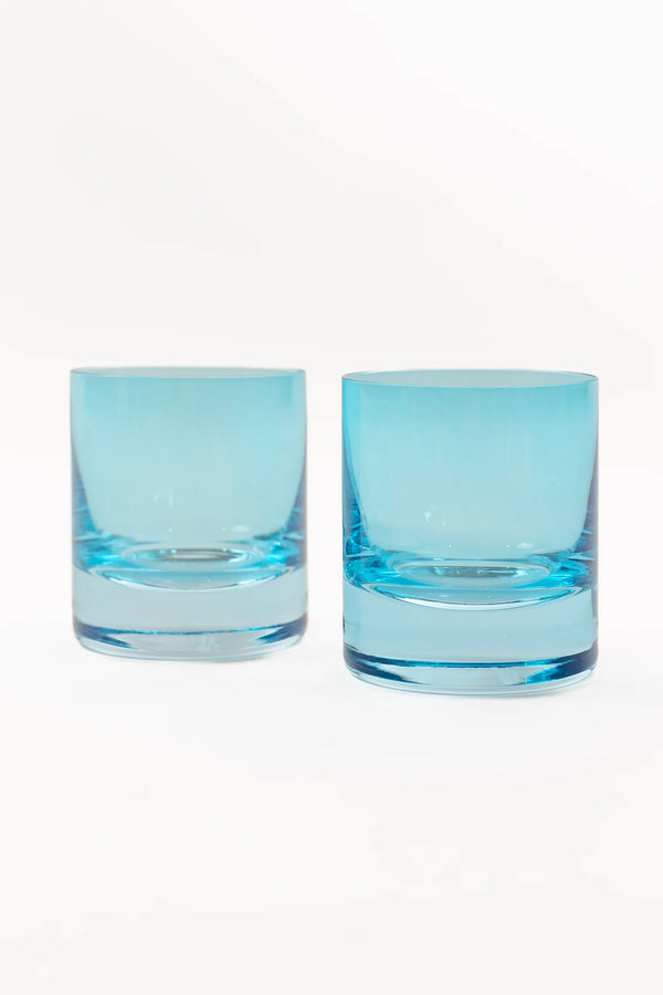 Estelle Colored Glass Rocks Glass Ocean Blue