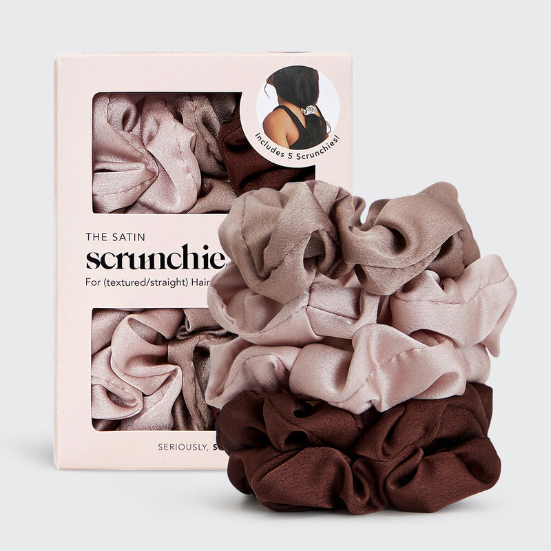 Kit.Sch Satin Scrunchies 5pc- Cameo