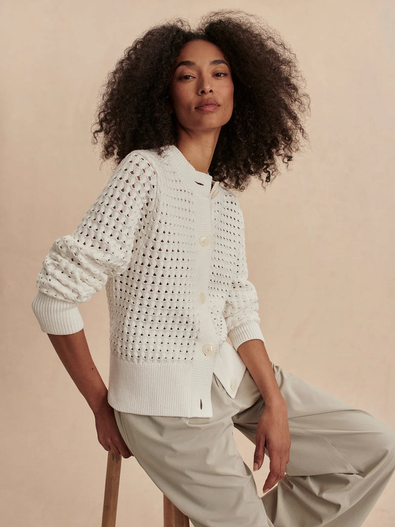 Varley Bettina Textured Knit Jacket - Snow White