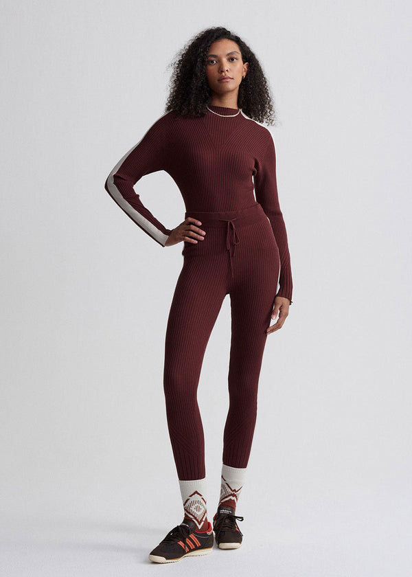 Varley Aiden Knit Legging - Red Chocolate