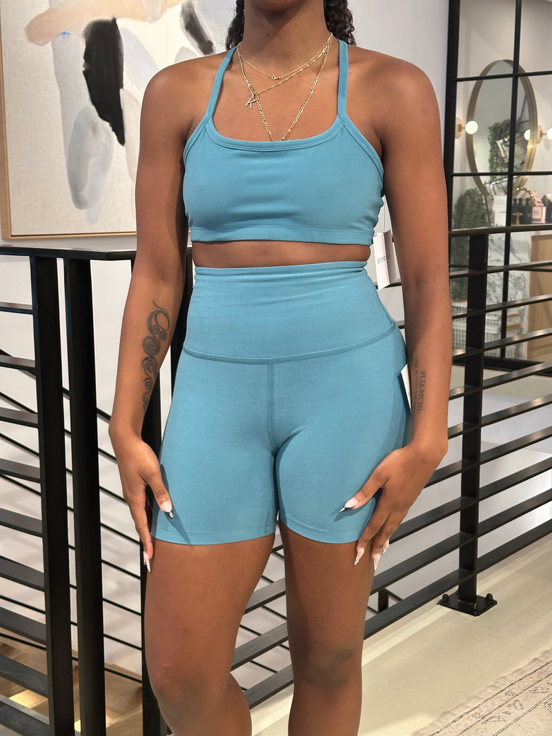 Beyond Yoga Spacedye Keep Pace 5" Short Deep Aqua Heather