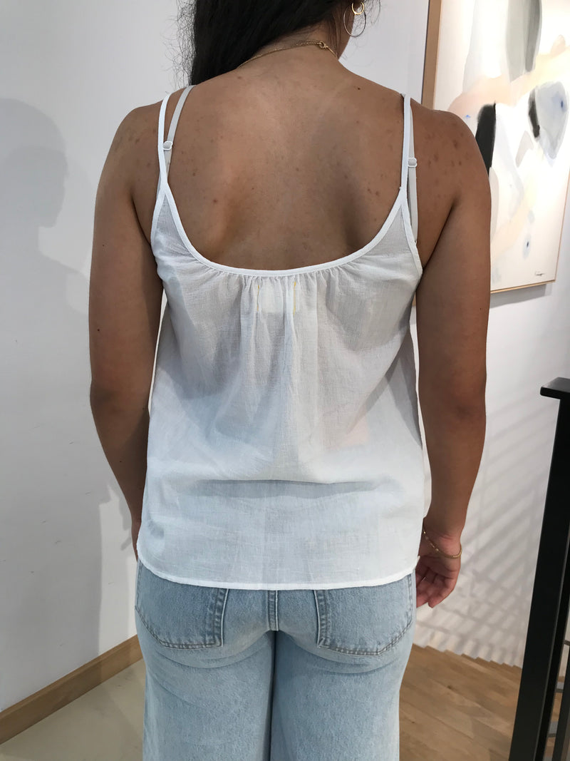 9 Seed core cotton low-back tank top-white