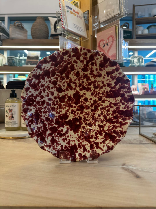 Pietra Handmade Bordeaux Splatter Wavy Serving Bowl 10