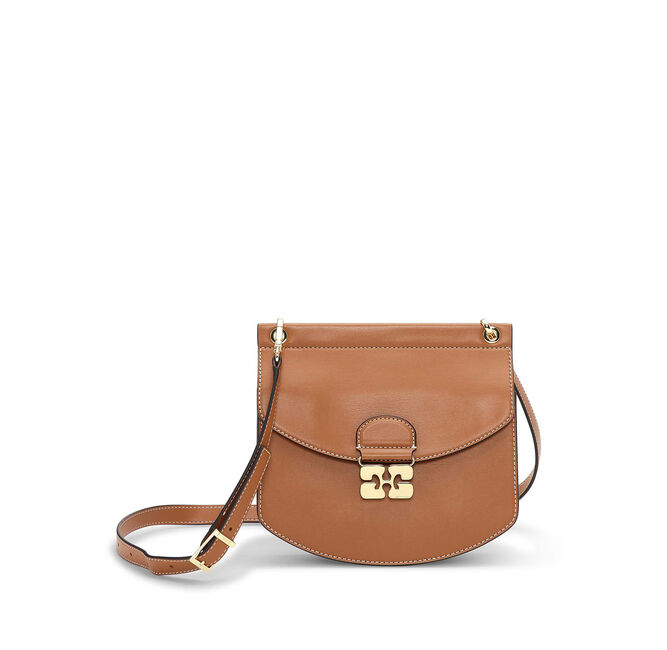 Ganni Apo-G Bag Small Patent Caramel Cafe