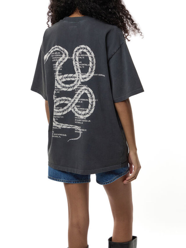 Anine Bing Kent Tee Twisted Snake - Washed Charcoal